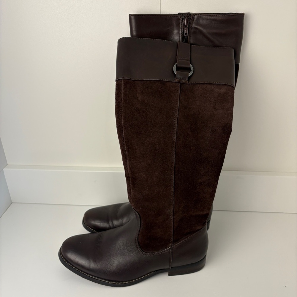 Bass Megan Brown Leather Knee High Riding Boots Equestrian Classic